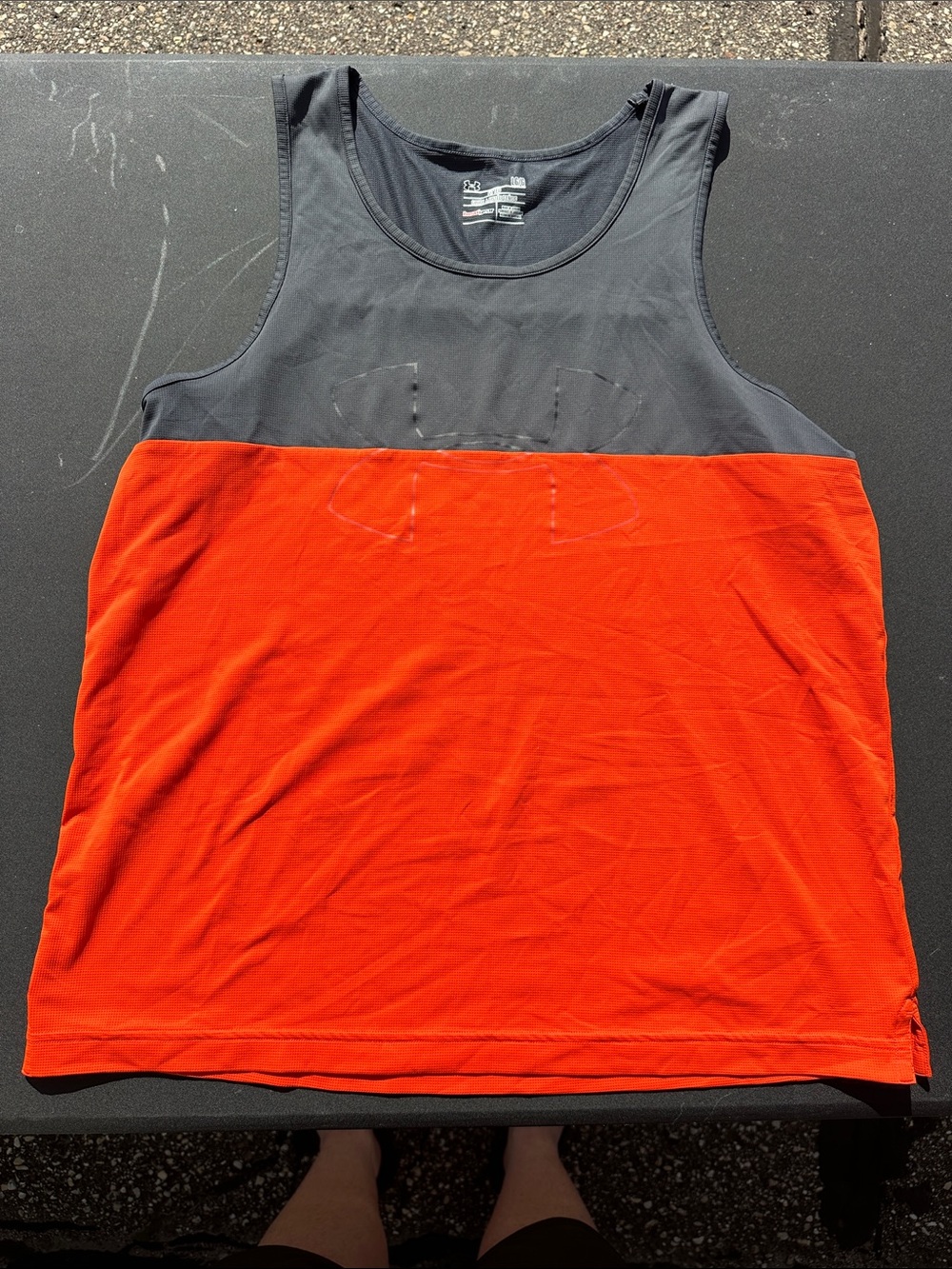 Under Armour Men’s Gray and Orange Athletic Tank Top